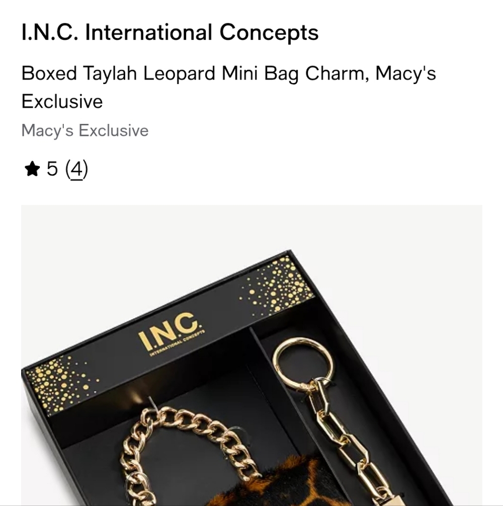 NIB I.N.C. International Concepts Taylah Leopard Mini Bag Charm Set Macy's - Picture 2 of 6